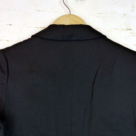 Mod Ref Blazer Womens S Black Twill Longline Open Front Jacket Minimalist Preppy - Picture 7 of 10